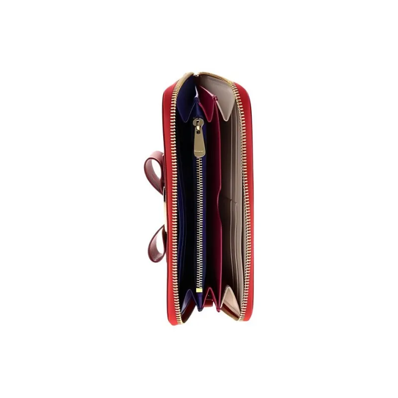 FERRAGAMO Vara Cow Leather Wallet Women's Red-2