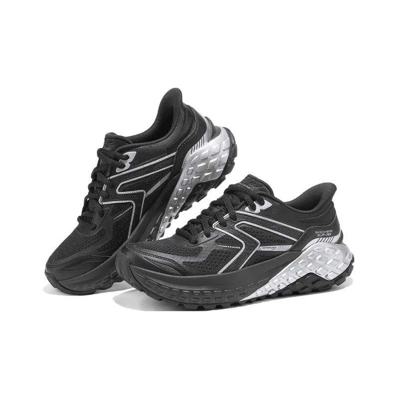 Skechers Sport Anti Slip Wear Resistant Low Top Running Shoes Women's Black Silver-2