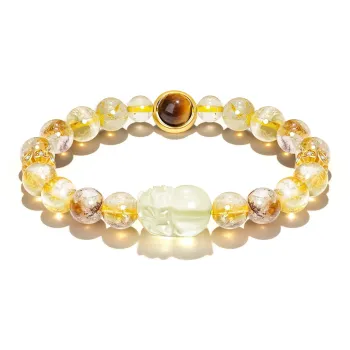 Jodie&Kevin Natural Citrine Crystal Beaded Bracelet Unisex