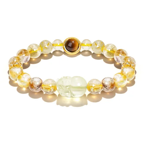 Jodie&Kevin Natural Citrine Crystal Beaded Bracelet Unisex