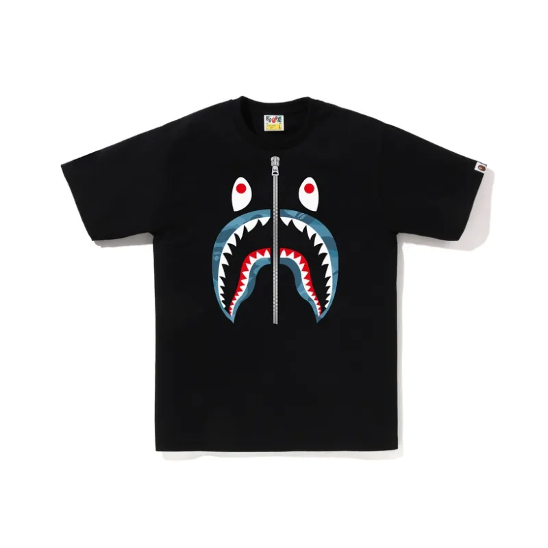A BATHING APE Glass Beads Shark Tee-1