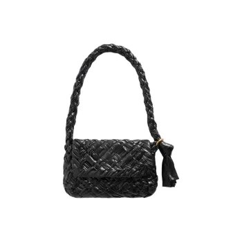 Bottega Veneta Kalimero Cittàh Lambskin Shoulder Bag Women's Black