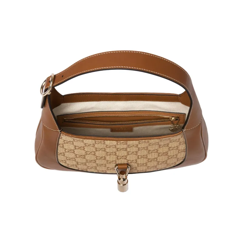 GUCCI Jackie 1961 Raffia Shoulder Bag Trumpets Women's Brown-5