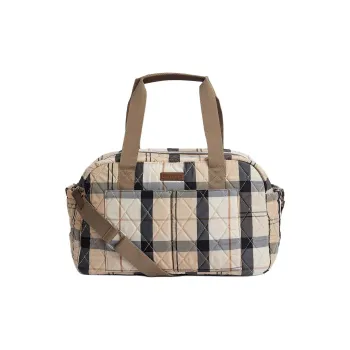 BARBOUR Polyester One Shoulder Crossbody Handbag, Travel Bag Unisex Beige Plaid