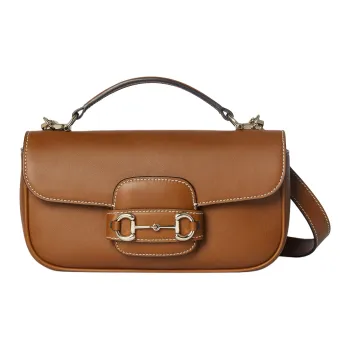 GUCCI Horsebit 1955 Leather Shoulder Bag, Crossbody Bag, Handbag Small Size Women's Brown