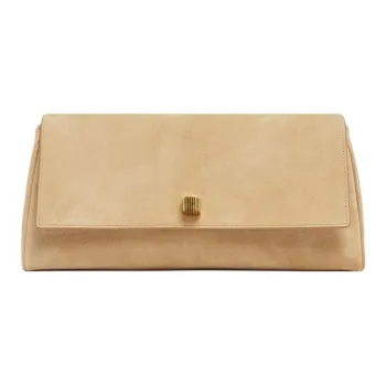 KHAITE Calf Suede Clutch Women's Khaki
