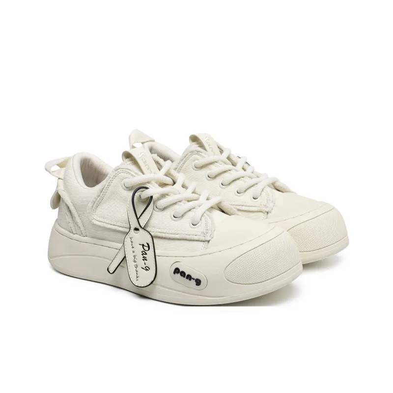 JIPOSEN Low Top Canvas Shoes Unisex White-1