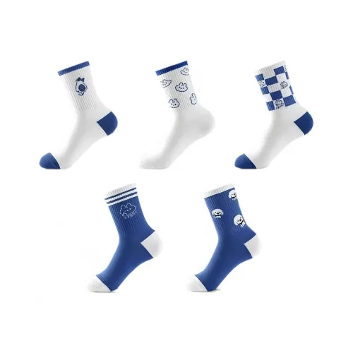 H YXIANG Mid Calf Socks Unisex 5 Pack Mixed Color