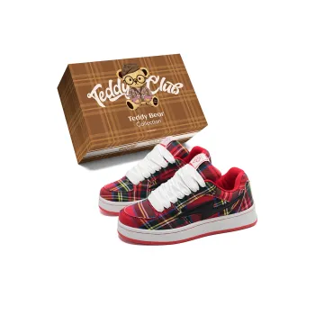 Teddy Bear Collection Coverage Wear Resistant Lightweight Low Top Skateboard Shoes Unisex Red