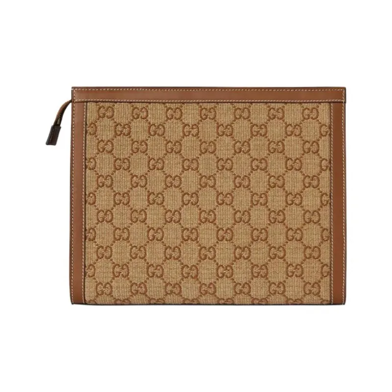 GUCCI Ophidia Raffia Clutch Women's Brown-3