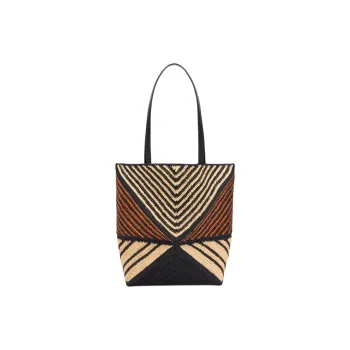 LOEWE Puzzle Fold Raffia Tote Bag, Shopping Bag, Shoulder Bag Women's Natural & Honey & Gold