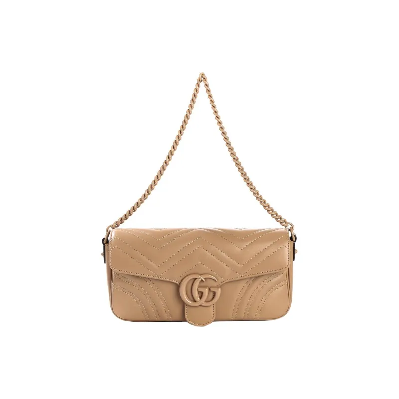 GUCCI Marmont Calfskin Shoulder Bag Women's Brown-1