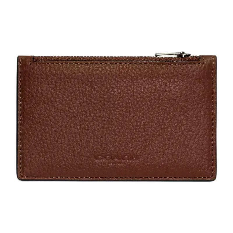 COACH Refined Pebbled Leather Card Holder Mini Men's Brown-0