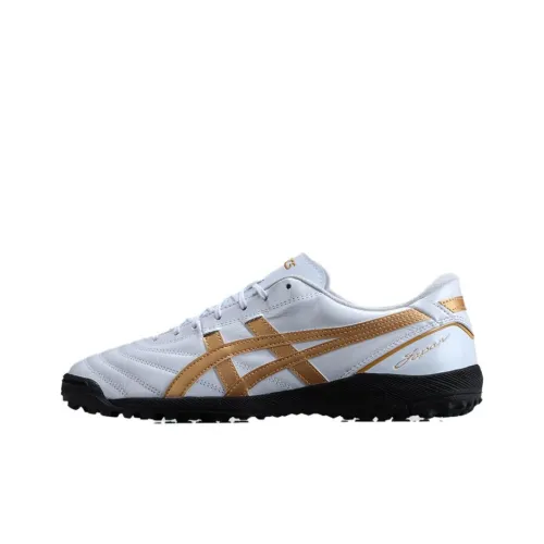 Asics C3 TF Rubber Broken Studs Anti Slip And Wear Resistant Lightweight Soccer Shoes Men's White Gold