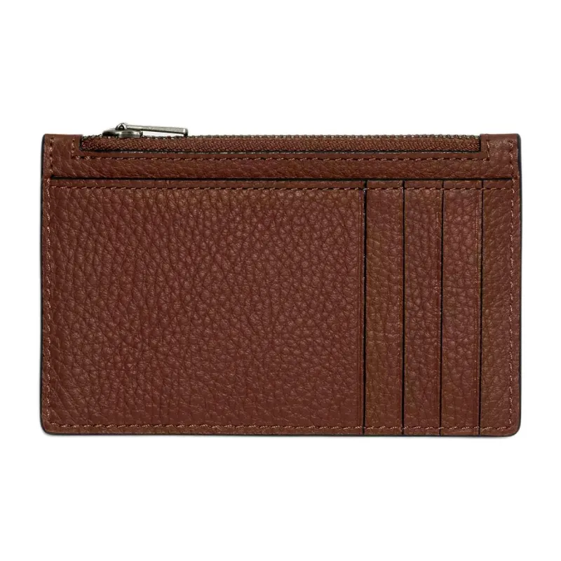 COACH Refined Pebbled Leather Card Holder Mini Men's Brown-1
