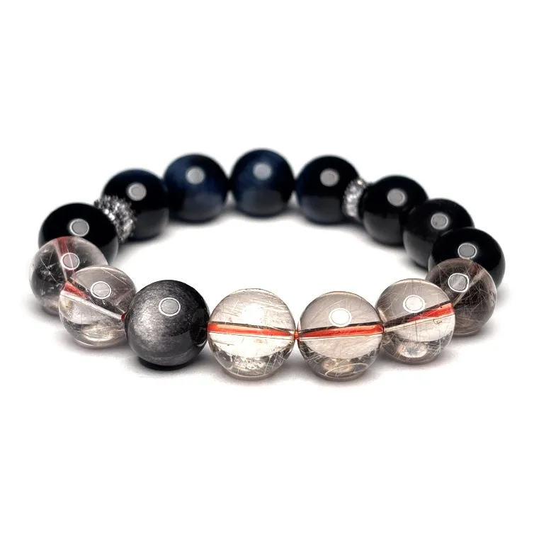 MOUNTAINS AND MANS Tiger's Eye Stone Luxury Good Luck Beaded Bracelet Unisex-2