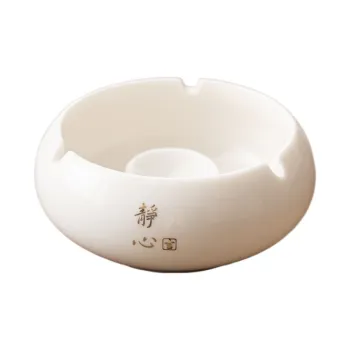 KERPA Chinese Style Modern Luxury Premium White Porcelain Ashtray With Lid To Prevent Flying Ash