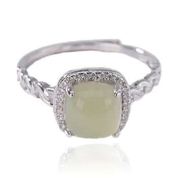 SENDME Hetian Jade Rings Pale Greenish White Jade Women's