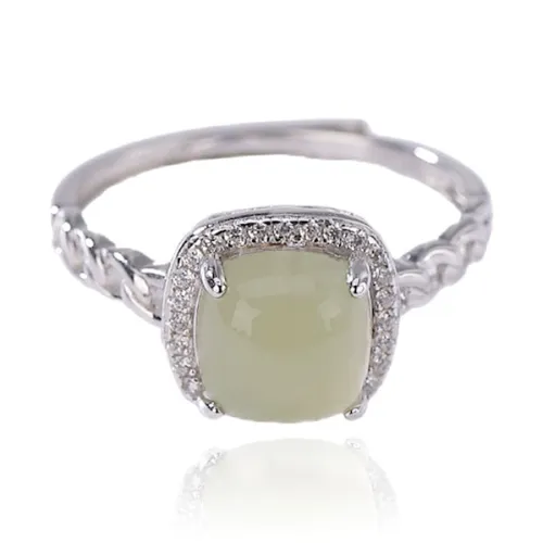 SENDME Hetian Jade Rings Pale Greenish White Jade Women's
