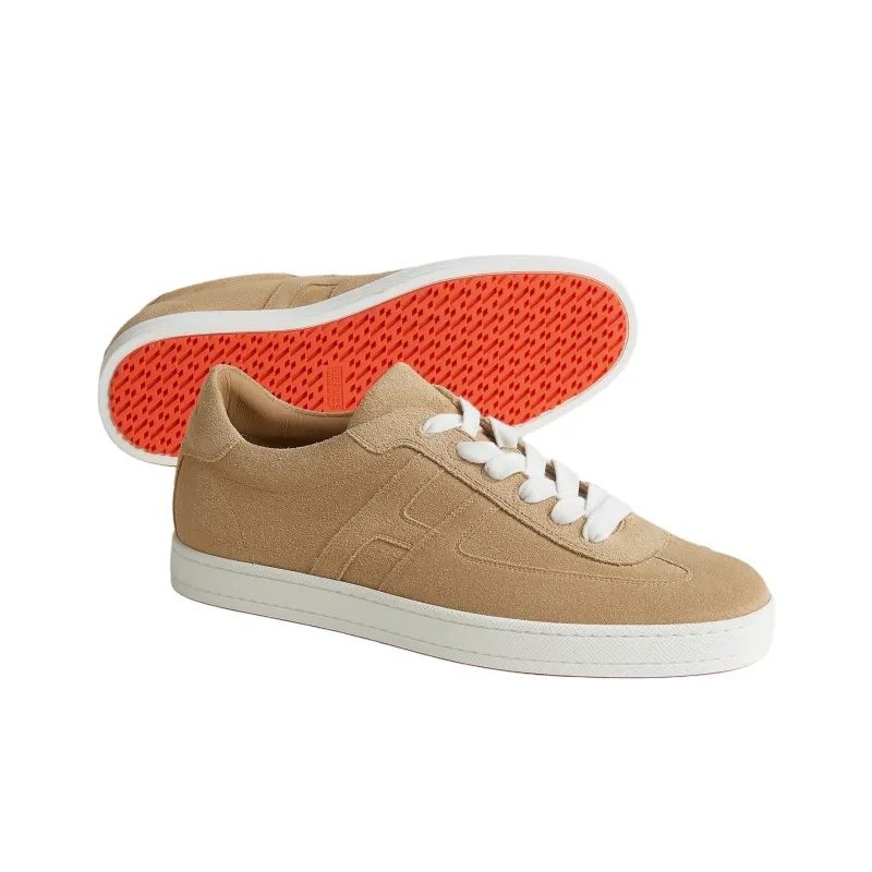HERMES Boomerang Low Top Skateboard Shoes 2.6cm Men's Beige-2