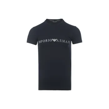 EMPORIO ARMANI Logo Print Crew Neck Pullover Short Sleeved T Shirt Men's Dark Blue