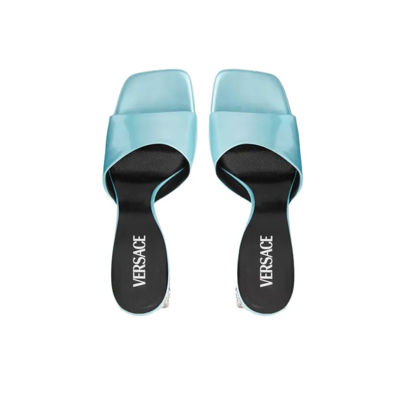 VERSACE Quiet Slide Slippers Women's Light Blue & Pink-4