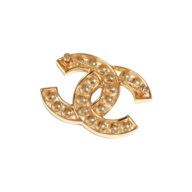 CHANEL Pearl Metal Brooches Women's Gold-1