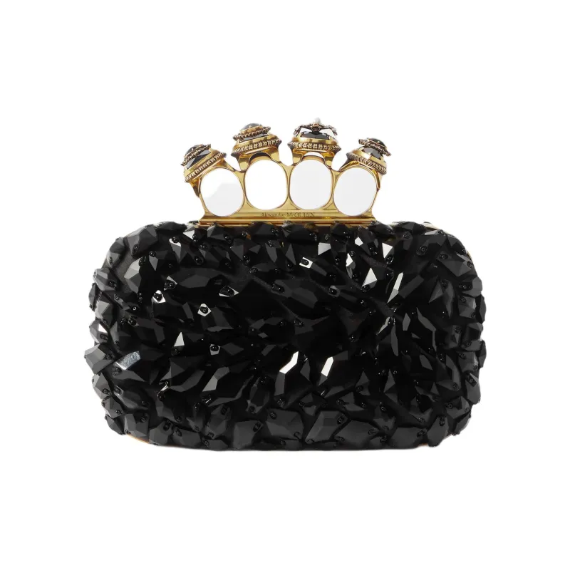 Alexander McQueen Satin Fabric Clutch Women's Black-0