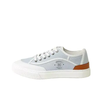 HERMES Get Low Top Canvas Shoes Women's Light Blue/White