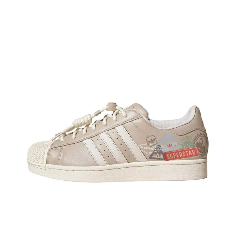 Adidas Originals Superstar 2 Lightweight Low Top Skateboard Shoes Unisex Brown White-0