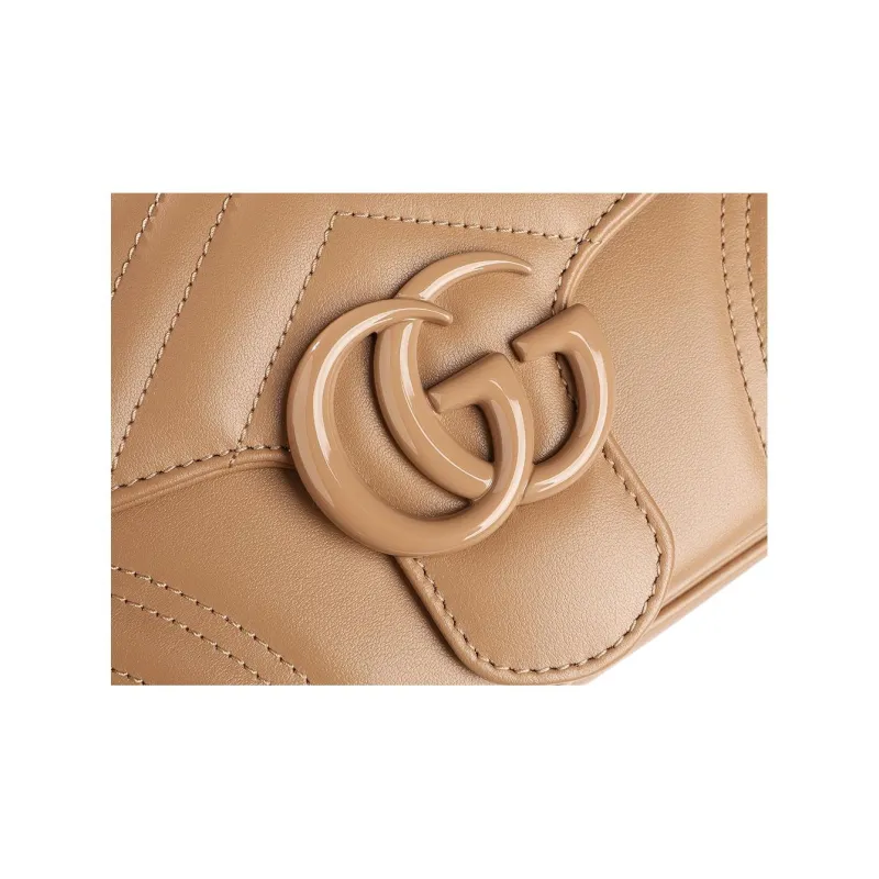 GUCCI Marmont Calfskin Shoulder Bag Women's Brown-6