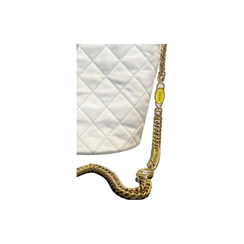 CHANEL Sheepskin Bucket Bags Crossbody Bag, Shoulder Bag Women's Milk White-2