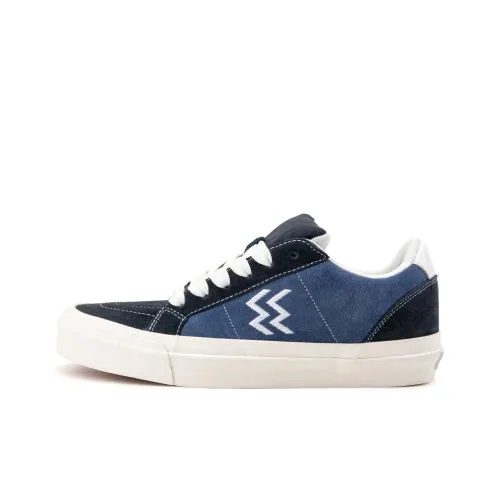 WANSWER Slip Resistant Cushioning Impact Resistance Wear Resistant Support Low Top Skateboard Shoes Unisex Marine Blue
