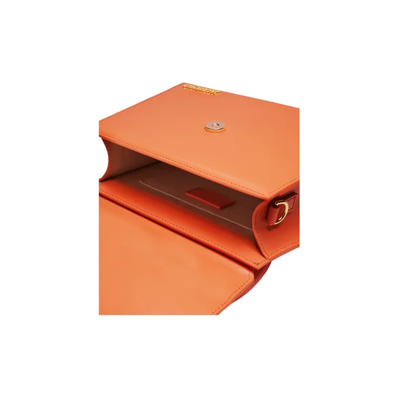 Jacquemus Leather Shoulder Bag Crossbody Bag Handbag Large Size Women's Orange-3