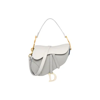DIOR Calfskin Saddle Bag, One Shoulder Handbag Women's Cloud Gray & Deep Sea Blue