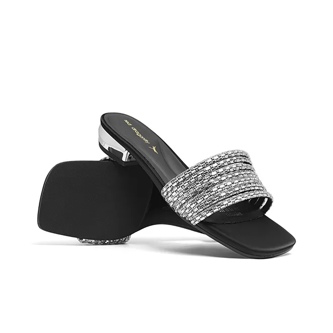 RED DRAGONFLY Rubber Sole Rhinestone Slide Slippers Women's-4
