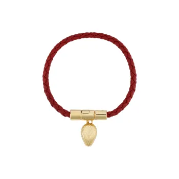 BVLGARI Calfskin Gold-Plated Brass Bracelets Unisex Red
