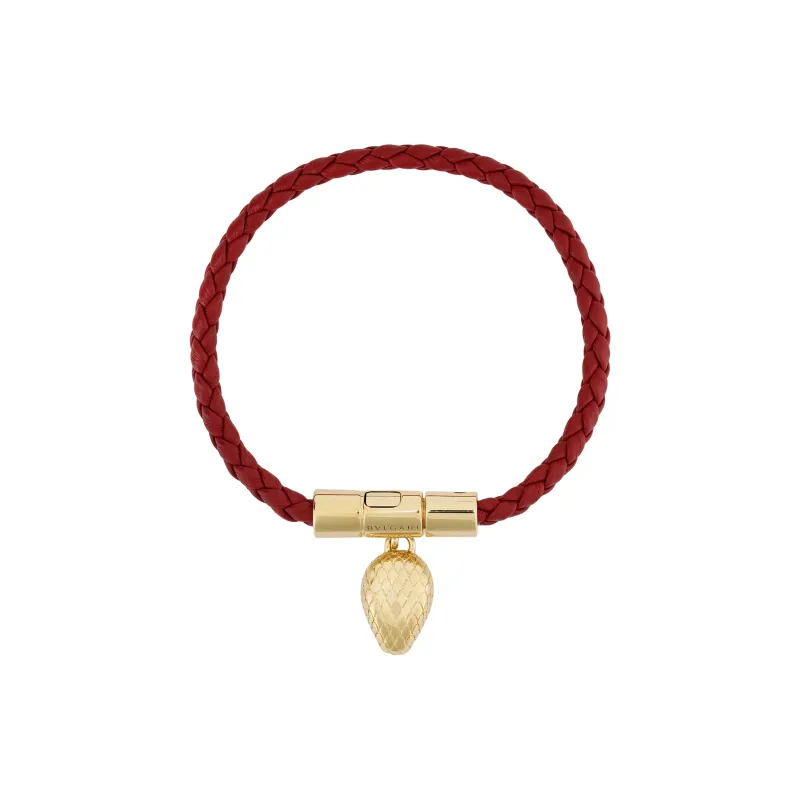 BVLGARI Calfskin Gold-Plated Brass Bracelets Unisex Red-0