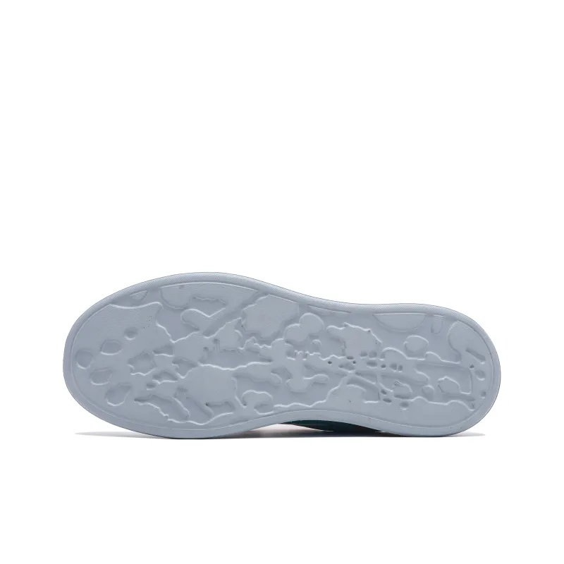 Singing Height Increasing Wear Resistant Low Top Skateboard Shoes Unisex White Gray Cyan-5