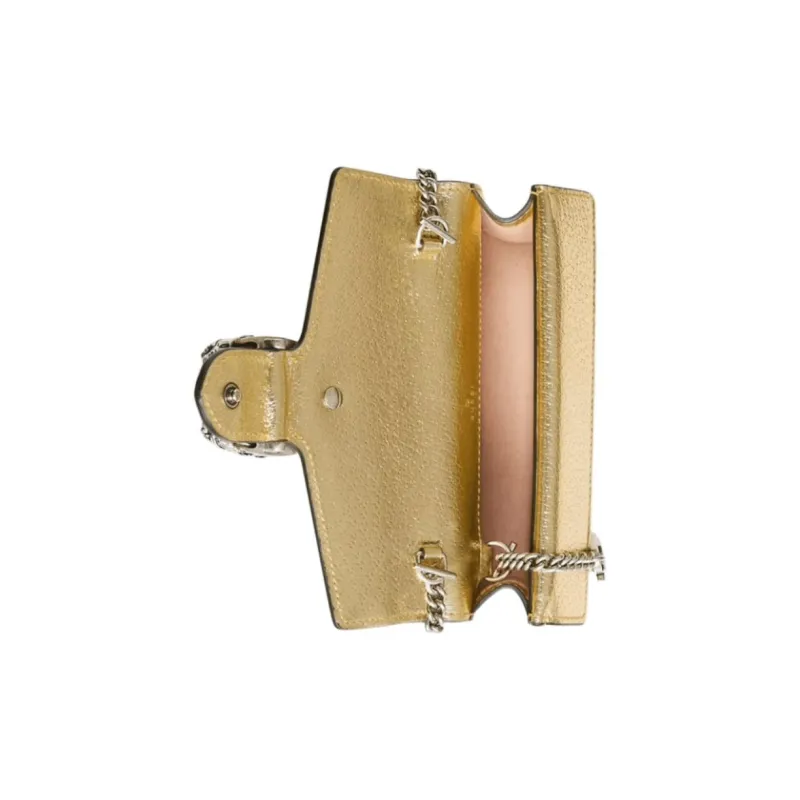 GUCCI Dionysus Leather Shoulder Bag Women's Gold-3