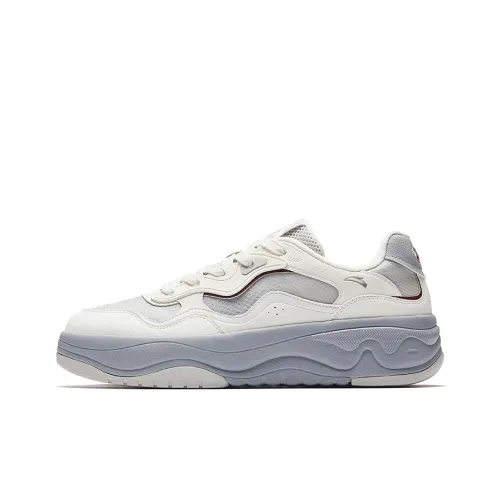 Anta Abrasion Resistant Slip Resistant Low Top Skateboard Shoes Men's White Gray