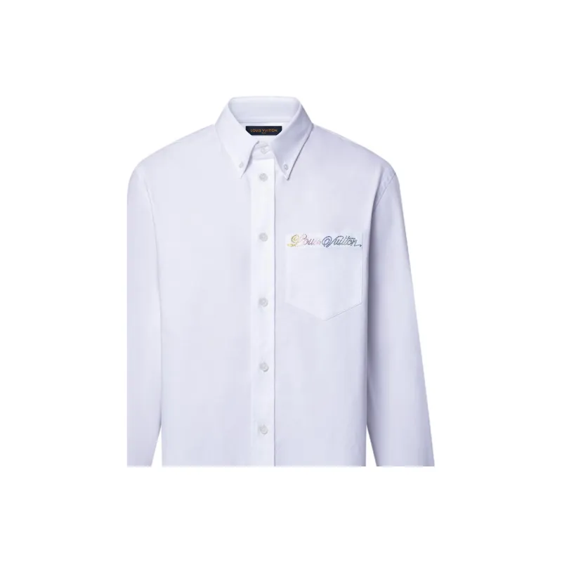 LOUIS VUITTON Embellished Long Sleeved Cotton Shirt-5