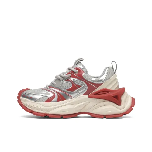 TRUMPPIPE Height Increasing Low Top Chunky Sneakers Men's White Red