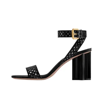 LOUIS VUITTON Silhouette One Strap Sandals 8cm Women's Black