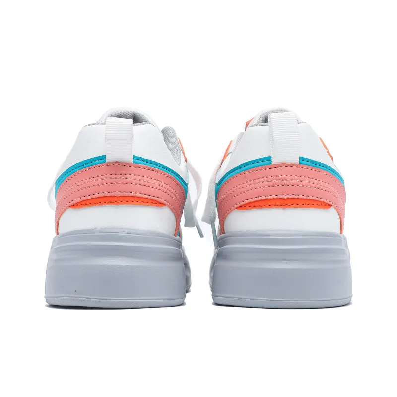 Singing Height Increasing Wear Resistant Low Top Skateboard Shoes Unisex White Gray Cyan-4