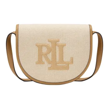 LAUREN RALPH LAUREN Fabric With Leather Shoulder Bag Small Size Women's Beige