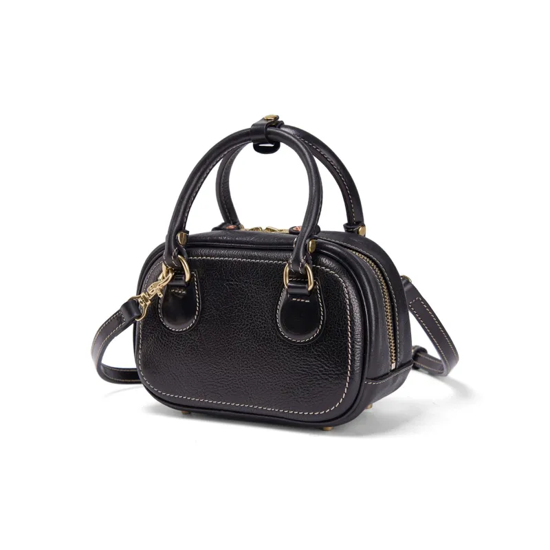 KAISER Cow Leather Handbag Small Size Women's Sunset Brown/Black/Sunset Yellow/Green-4