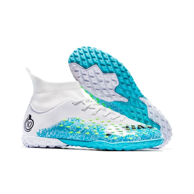 QIUTEXIONG Soccer Shoes Unisex High Top White/Black/Green/Neon Green-6