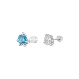 Best-Selling 1 Pair-Sea Gem Blue+Dazzling Color White