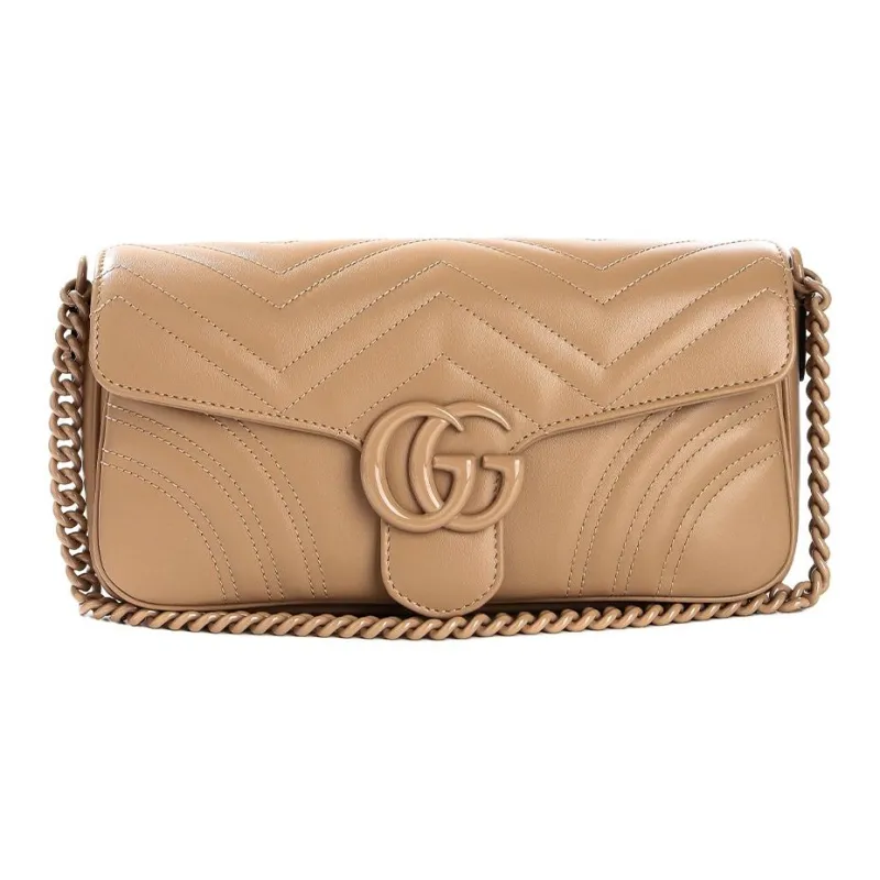 GUCCI Marmont Calfskin Shoulder Bag Women's Brown-0